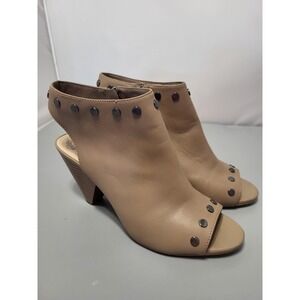 Vince Camuto Edia Tan Leather Studded Peep Toe Ankle Booties Sandals, 10